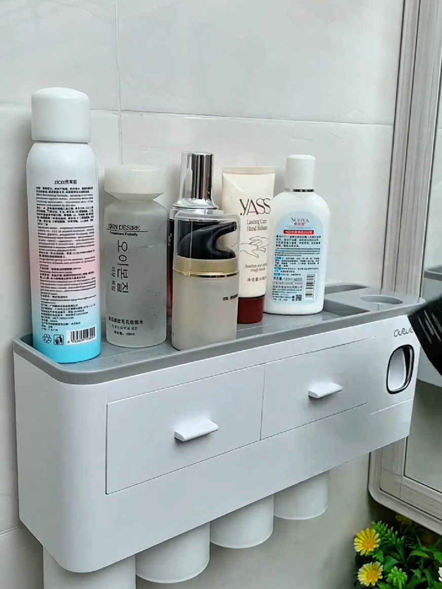 Kệ để đồ nhà tắm, nhả kem đánh răng tự động tặng kèm miếng dán #bonhakemdanhrang #tienich #luuquangphong #xuhuong #muataitiktokshop 