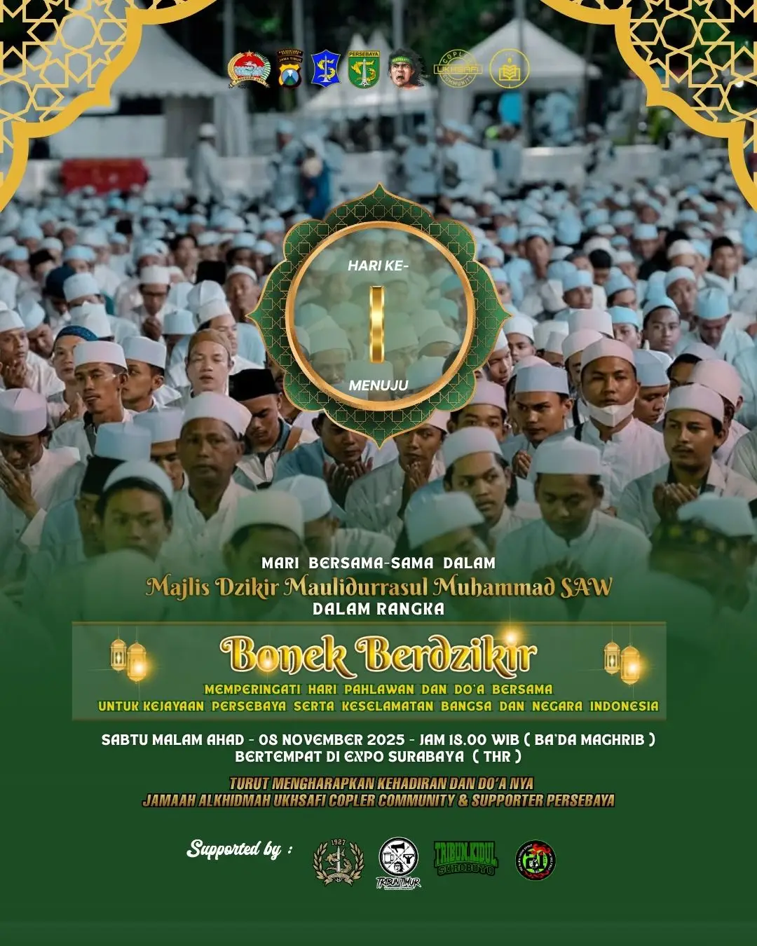 Bismillah H-1 menuju Bonek berdzikir jilid 2❤💛💚 #ukhsaficoplercommunity #alkhidmahindonesia #bonekberdzikir #persebaya #bonek 