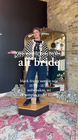 if you’ve been waiting for a sign to find your dream dress for less… this is it 🖤  black friday bridal sample sale | nov 28–30 | milwaukee, wi #weddingdressshopping #bridetobe #sayyestothedress #modernbride #bridetok 