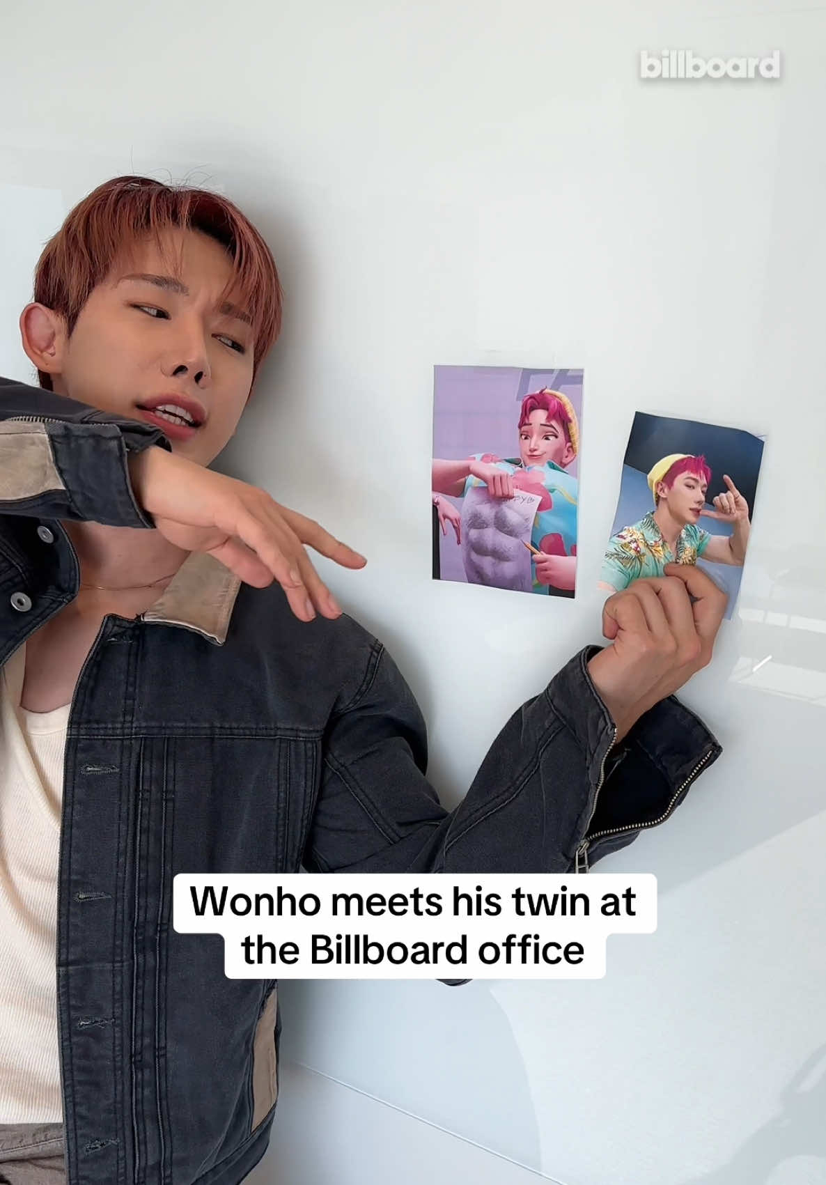 Twin, where have you been 🥹 @WONHO Official met Abby from #KpopDemonHunters while stopping by the Billboard office 👯‍♂️ #wonho #kpop #wenee