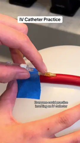 A very simple, but not overly realistic way to practice instering an IV catheter. This is more for practicing your muscle memory! #ivcatheter #iv #viral #fyp 