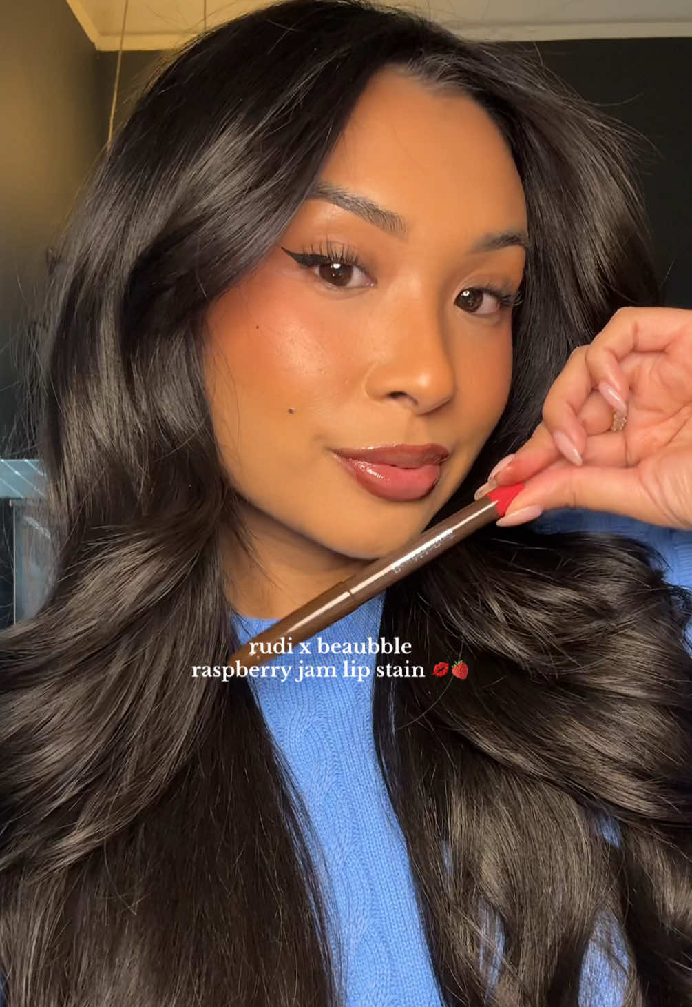 oh @Rudi Berry 🍓 @beaubble you’ve outdone yourselves!! all you can eat sushi check in at the end :) should we swatch cherry cola next?  #lipstain #lipstainviral #jenikkafn #weartest #lipcombo 