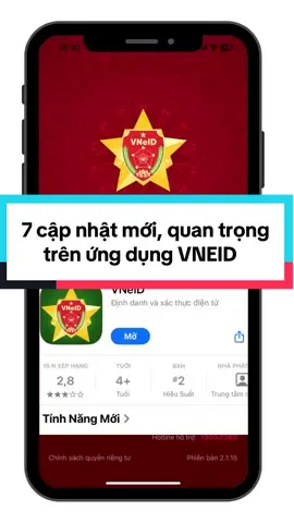 7 cập nhật mới, quan trọng trên ứng dụng VNEID #VNEID #cậpnhật #mứcđộ2 