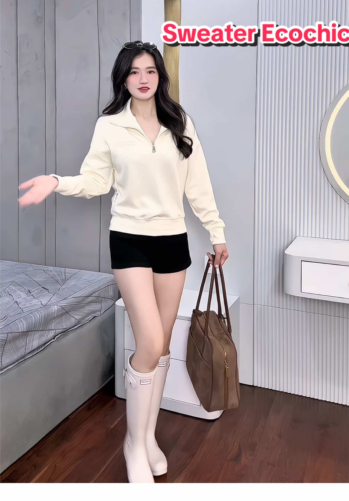 Áo Sweater Khoá Kéo ECOCHIC #aosweater #ecochicvn #ecochic #quynhchanhsa 