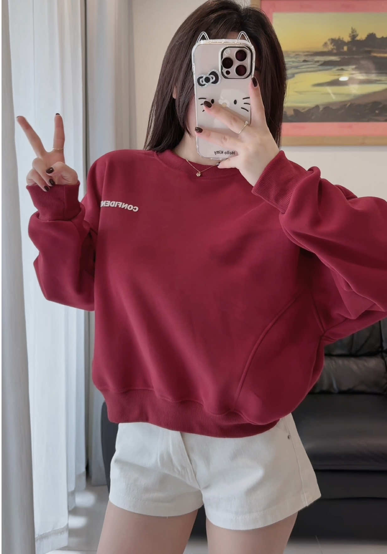 Em sweater này có cái form baby quá tr 🧏‍♀️✨✨ #h2oclothing #xuminmin #sweater #aonilotnhung #outfit 