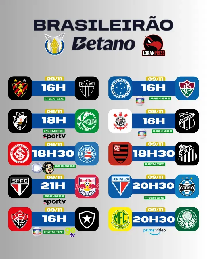 🔥 Chegou a Rodada 33 do Brasileirão Betano! ⚽Grandes duelos, clima de decisão e muita emoção em campo!Quem vai se destacar nesta reta final? 👀💥