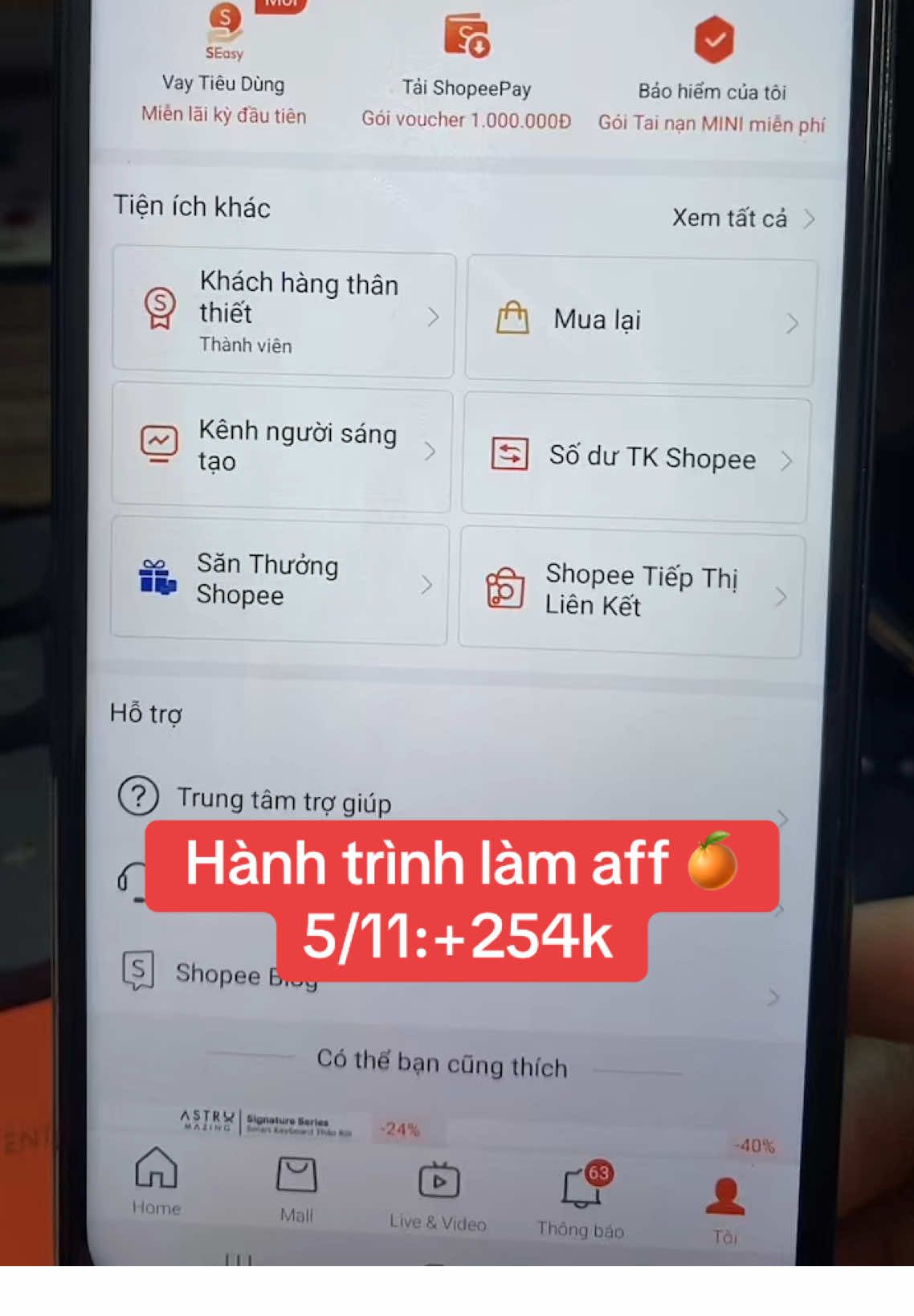 Hành trình làm aff 🍊 5/11 #hienaff #shopeeaffiliates @Lê Hiền 