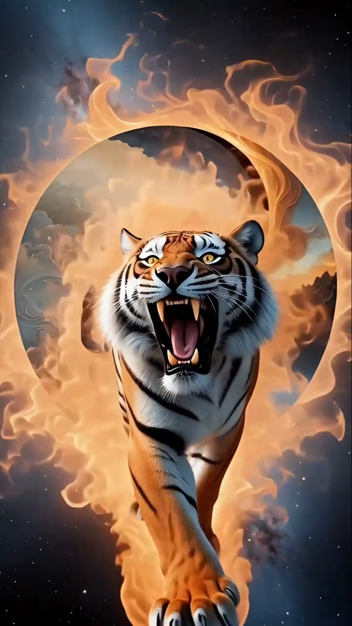 용과 호랑이 그리고 불사조  #aiart #aiwallpaper 