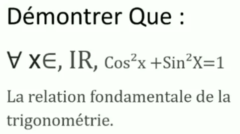 Démontrer que Cos²x + Sin²x = 1, la relation fondamentale de la trigonométrie #tiktokmathsconcepts #Maths #coursmaths #davemaths #education 