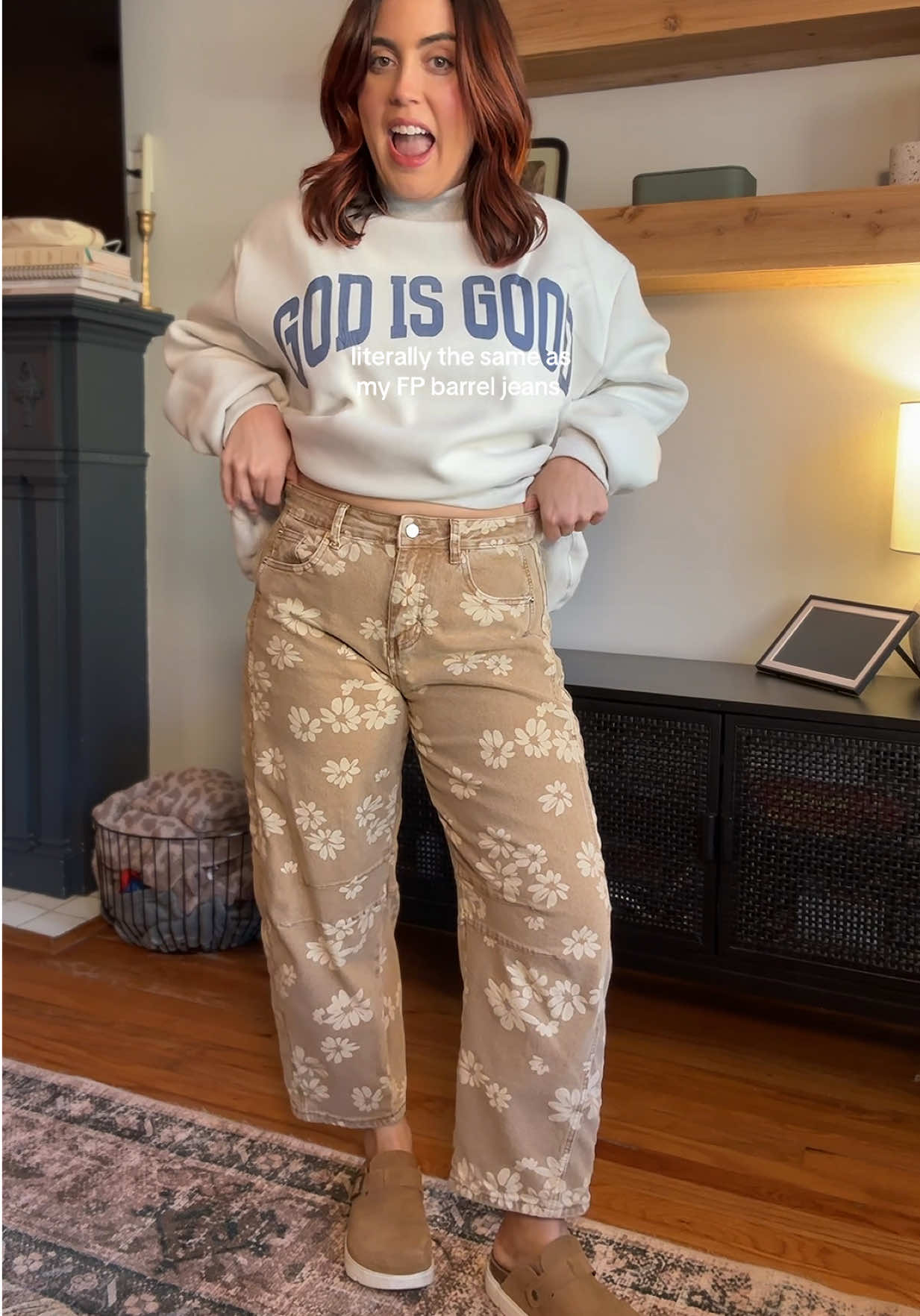 I got a large. I’m an 8-10. So cute!! #barreljeans #floraljeans #tiktokshopcybermonday #tiktokshopblackfriday #tiktokshopcreatorpicks 