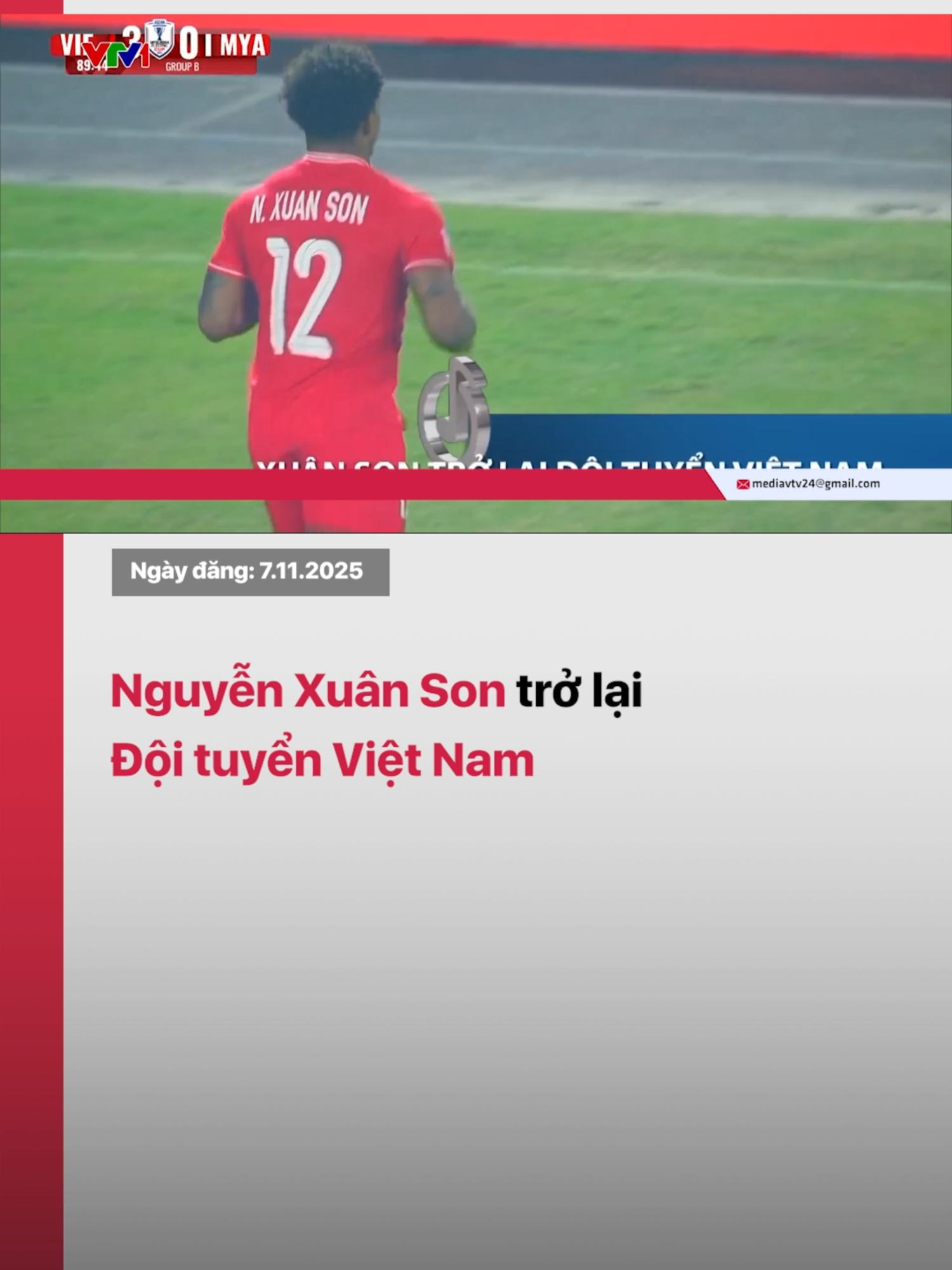 Sự trở lại của Nguyễn Xuân Son được xem là tín hiệu tích cực cho Đội tuyển Quốc gia Việt Nam. Đến thời điểm này, anh đã bình phục hoàn toàn và sẵn sàng tái xuất.#tiktoknews #vtvdigital #vtv24 #sportsontiktok #thethaomoingay #doituyenvietnam #nguyenxuanson