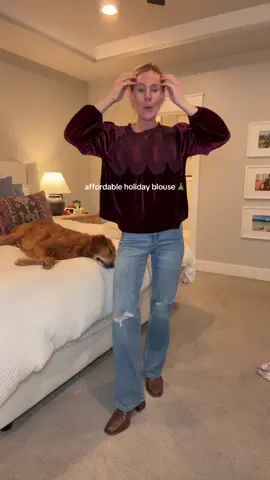 When it looks expensive! This blouse is stunnnning, perfect for the holidays. #holidayoutfit #blouse #cuteoutfits #boujeeonabudget #tiktokshopcreatorpicks 