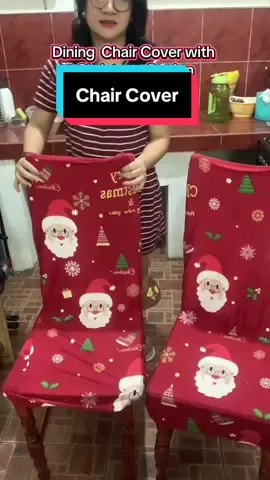 Ang sigla ng pasko kung ganito ang chair cover mo na may christmas design. #chaircover #diningchair  #seatcover #christmasdesign 