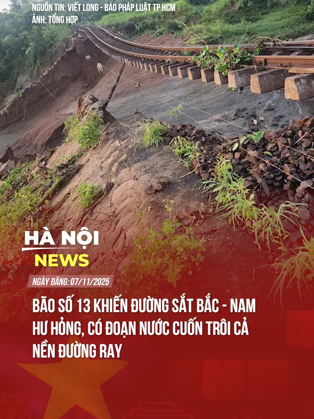 MƯA DO BÃO KALMAEGI LÀM 'HỔNG CHÂN' ĐƯỜNG SẮT BẮC - NAM #theanh28 #tiktoknews #hanoinews #baoso13 #kalmaegi