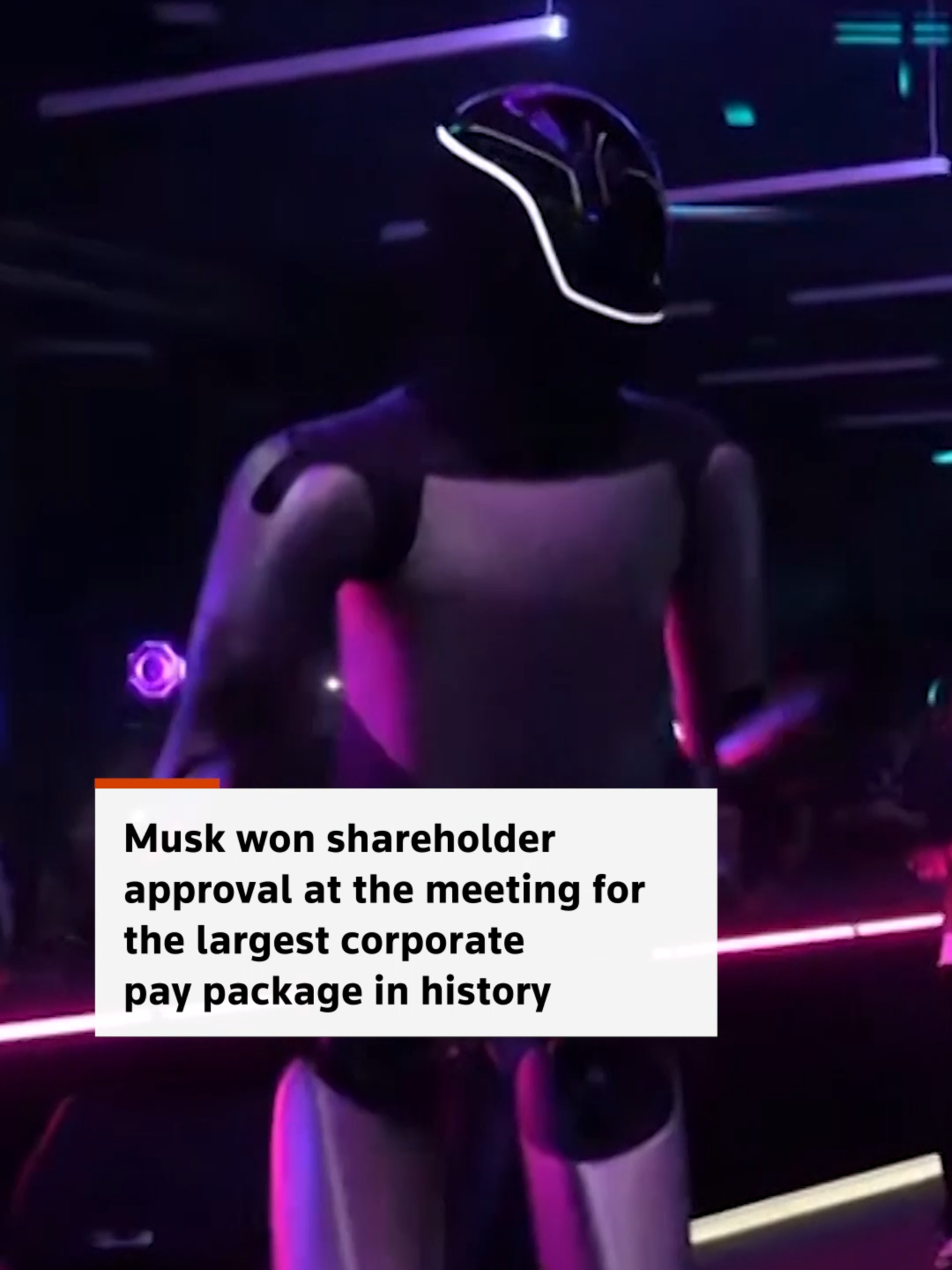 Tesla CEO Elon Musk showed off his dance moves as he bounded onto the stage of the company's annual meeting at its factory in Austin, Texas, accompanied by dancing robots. #elonmusk #dance #tesla #robot #shareholder