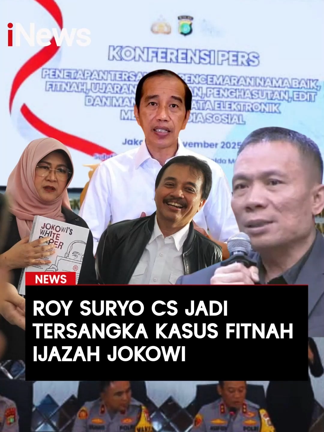 Polda Metro Jaya telah menetapkan Roy Suryo cs sebagai tersangka kasus fitnah ijazah palsu Presiden ke-7 Joko Widodo (Jokowi). Total ada delapan orang tersangka dalam kasus ini. Yaitu RS, RHS, TT, ES, KTR, MRF, RE, dan DHL. Polda Metro menyatakan, Roy Suryo cs telah menyebarkan tuduhan palsu terkait ijazah Jokowi. Selain itu, mereka dinilai telah mengedit dokumen elektronik, hingga melakukan analisis yang tidak ilmiah. Baca selengkapnya di sini: https://www.inews.id/news/nasional/polisi-tetapkan-8-tersangka-kasus-fitnah-ijazah-jokowi-termasuk-roy-suryo/ #RoySuryo #IjazahJokowi #JokoWidodo #RismonSianipar #DokterTifa #RoySuryoCS #Tersangka #IjazahPalsu