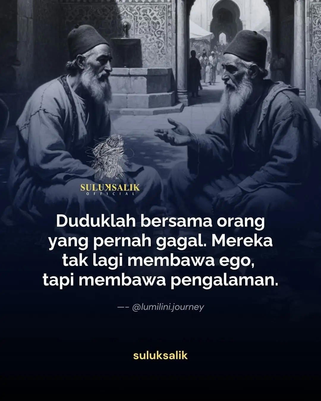 Duduk bersama orang yang pernah gagal adalah kesempatan untuk melihat hidup dari sudut yang jujur. Mereka pernah berada di titik rendah—di mana ambisi diuji, harga diri runtuh, dan realitas memaksa mereka menatap diri sendiri tanpa topeng. Dari sana, mereka belajar bahwa kegagalan bukan aib, melainkan ruang sunyi tempat manusia bertemu dengan kerapuhan dirinya. Itulah alasan mengapa mereka hadir dengan hati yang lebih lembut, tanpa perlu membuktikan apa pun. Orang yang pernah gagal membawa cerita yang tak bisa dibeli: tentang rencana yang berantakan, keputusan yang salah, dan luka yang butuh waktu untuk sembuh. Mereka memahami bahwa hidup tidak berjalan lurus, dan justru di titik-titik patah itulah manusia menemukan kekuatan baru. Karena pengalaman itulah, nasihat dari mereka lebih membumi—lahir dari pengalaman, bukan teori; dari luka, bukan kesempurnaan. Ketika kita duduk bersama mereka, kita belajar untuk tidak menghakimi diri sendiri ketika terjatuh. Kita belajar bahwa gagal bukan akhir, melainkan salah satu bentuk pendidikan terbaik. Dan di antara mereka, kita menemukan ruang aman untuk bertanya, menangis, atau sekadar mengakui bahwa kita tidak baik-baik saja. Di sanalah kebijaksanaan tumbuh: bukan dari kemenangan, tetapi dari kejujuran menerima bahwa setiap manusia pernah jatuh, dan itulah yang membuat kita menjadi lebih manusia. #refleksi #inspiration #motivation 