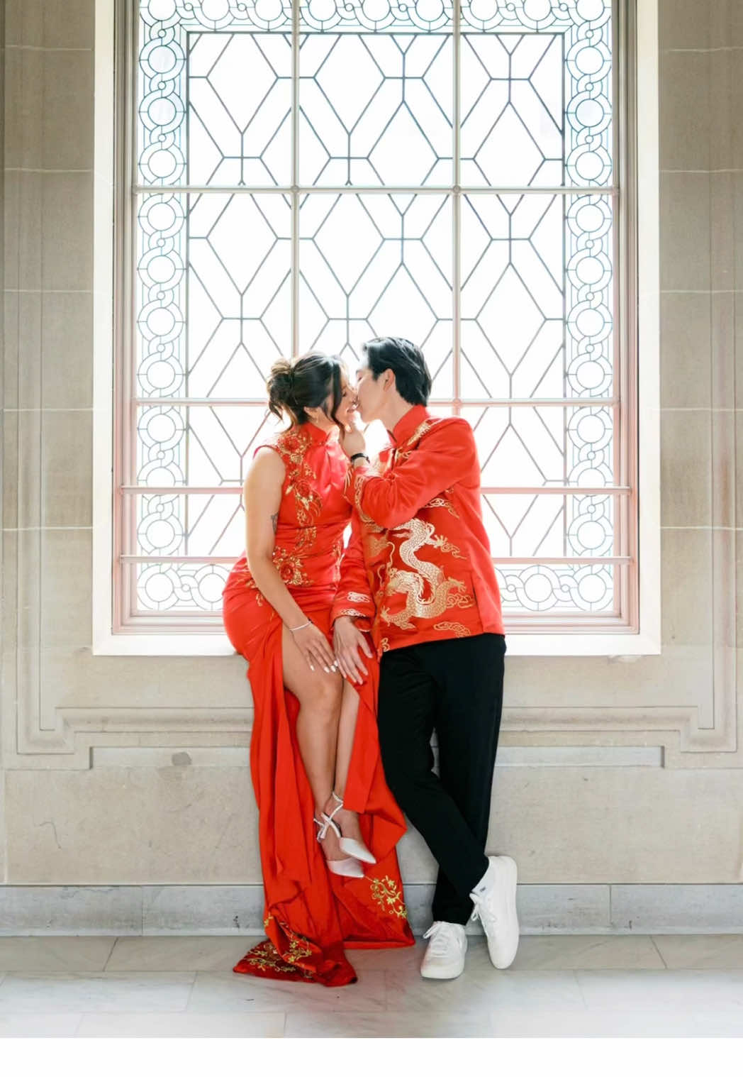 poses for your sf city hall engagement photoshoot 📸 traditional chinese qipao dress customized by @East Meets Dress  #creatorsearchinsights #engagementtips #photoshootideas #weddinginspo #weddingtok 