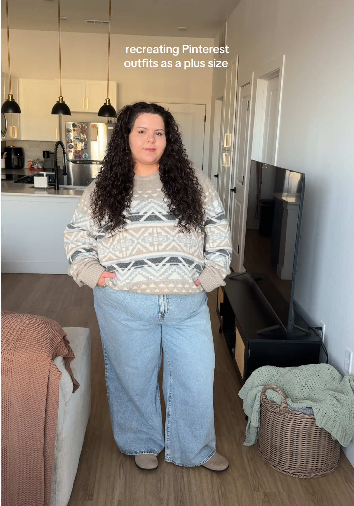 How’d I do? I been wanting to wear this fair isle sweater out and just needed some Pinterest inspo! I love this outfit 🫶🏻 ps: for my plus size girls this sweater goes up to a 4x!  @White Mountain @Torrid @Old Navy  #plussizefashion #pinterestoutfit #plussizeoutfits #plussizeootd #fallfashion 