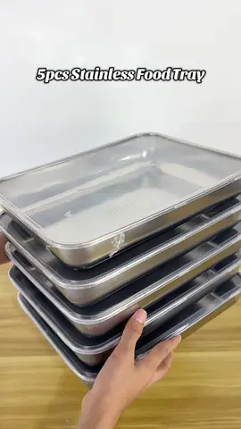 5pcs Stainless Steel Food Container with cover #foodtray #foodcontainer #foodstorage #stainlesssteelfoodcontainer #foodtraywithcover 