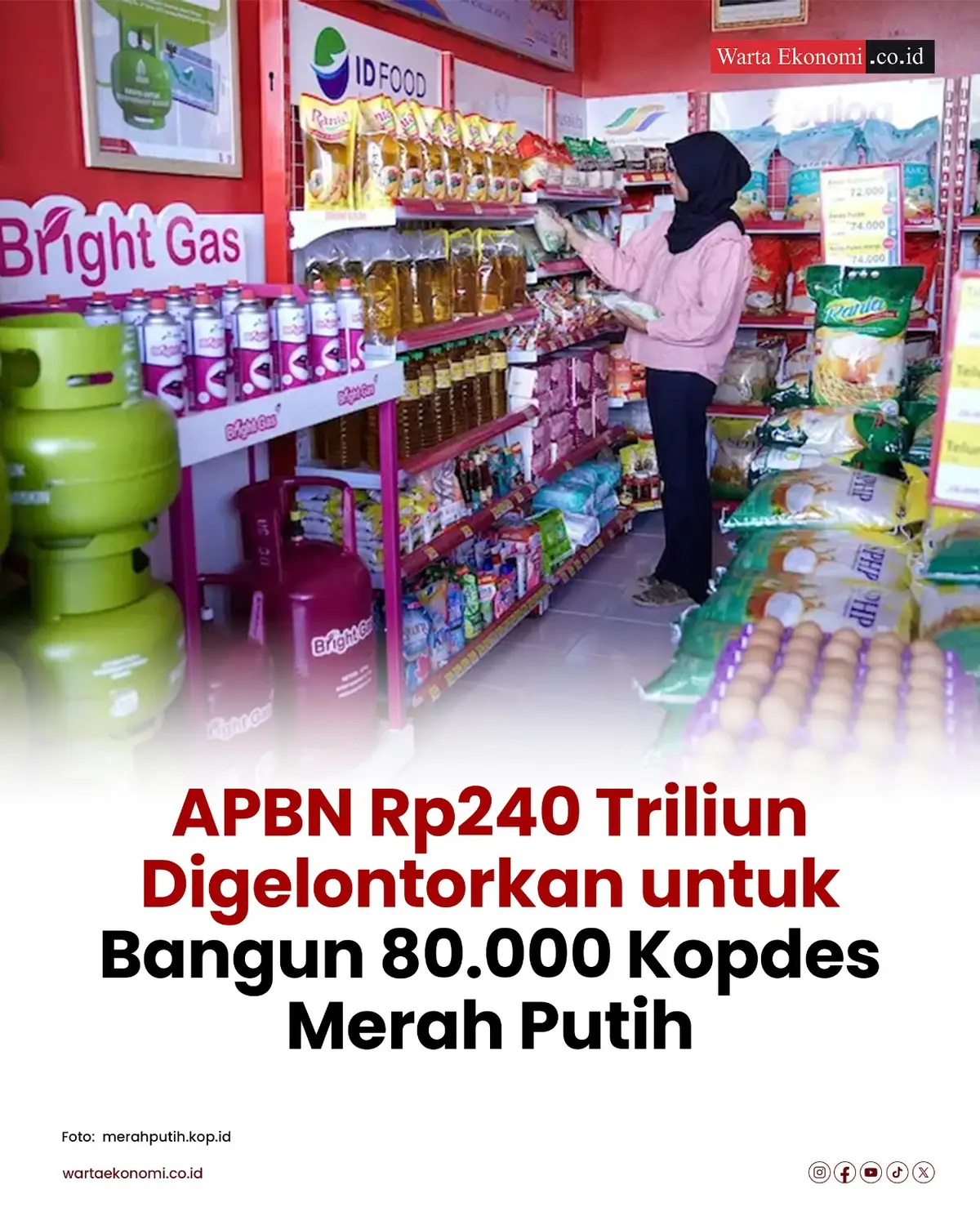Kementerian Koperasi dan UKM (Kemenkop) menyatakan bahwa pembangunan fisik 80.000 unit Koperasi Desa/Kelurahan (Kopdes/Kel) Merah Putih akan dibiayai penuh oleh anggaran pendapatan dan belanja negara (APBN). Setiap gerai akan mendapat plafon maksimal Rp3 miliar, yang disalurkan melalui himpunan bank milik negara (Himbara). Dana jumbo ini akan digunakan untuk membangun infrastruktur koperasi di seluruh desa dan kelurahan Indonesia. Menteri Koperasi Ferry Juliantono menjelaskan bahwa dana tersebut akan disalurkan kepada PT Agrinas Pangan Nusantara (Persero) sebagai pelaksana pembangunan fisik. Proyek ini menjadi salah satu langkah strategis pemerintah dalam memperkuat ekonomi kerakyatan dan memperluas akses koperasi di tingkat lokal. Dengan total anggaran yang ditaksir mencapai Rp240 triliun, Kopdes Merah Putih menjadi program berskala nasional yang menyasar akar ekonomi desa. Naskah dan Desain: Asep Suherman #KopdesMerahPutih #KemenkopUKM #APBN2025 #EkonomiDesa #KoperasiIndonesia 