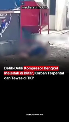 Mesin kompresor untuk isi angin di sebuah bengkel di Dusun Karangsono Desa Siraman, Kesamben, Blitar meledak. Akibatnya, pemilik bengkel bernama Suwandi (48) tewas akibat ledakan kompresor. Kasi Humas Polres Blitar Ipda Putut Siswahyudi mengatakan korban ditemukan tewas oleh istrinya usai terpental sekitar 6,8 meter dari titik kompresor. Korban mengalami luka di bagian kepala, dada, tangan dan kaki. “Korban ditemukan tewas di TKP. Selanjutnya dibawa ke RSUD Ngudi Waluyo, Wlingi. Namun keluarga menolak dilakukan autopsi, dan menerima sebagai musibah,” kata Putut dilansir detikJatim, Jumat (7/11/2025). Salah seorang warga, Rifaldo, mengatakan dirinya mendengar suara ledakan keras saat kejadian. Dia sempat mengira suara itu merupakan ban truk yang meletus. “Saya kira cuma ban truk yang meledak, terus dikasih tahu tetangga itu (kompresor meledak),” ujarnya. Sumber: detiknews #mediajatim #lebihtahujawatimur #mengawalsampaituntas #blitar #meledak 