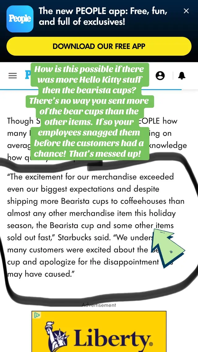 @Starbucks the math isn’t mathing!  Yes I know there’s bigger things in the world and no, I was not out there at 430am to look for one.  I did overhear people talking about it and then I read this article!  You flat out lied or your employees are the ones selling them on eBay for $300-$400 #starbucks #bearista #bearcup #barista #fail