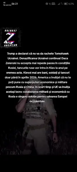 Trump a declarat că nu va da rachete Tomohawk Ucrainei. Denazificarea Ucrainei continua! Daca Zelenski nu accepta mai repede pacea în condițiile Rusiei, tancurile ruse vor intra in Kiev la anul pe vremea asta. Kievul mai are bani, soldați și tancuri doar până în aprilie 2026. America a învățat că nu te poți pune cu superputeri economice și militare precum Rusia și China. In scurt timp și UE va învăța același lucru: colaborarea militară și economică cu Rusia e singura soluție pentru salvarea Europei occidentale.  Trump s-a întâlnit în Coreea de Sud cu președintele Chinei pentru dealuri economice. Trump a declarat că în aprilie 2026 va face o vizita la Beijing, urmând că apoi liderul chinez să facă o vizită la Washington. America colaborează intens inclusiv cu regimul comunist chinez, marile țări din UE la fel, numai imbecilii lui Nicușor Dan și Bolojan ne spun că nu avem ce discuta cu dictatorii chinezi. Interesul național impune să dialoghezi cu marile puteri ale lumii, indiferent că au regimuri dictatoriale, numai că politrucii de la București n-au interes național.  Un sondaj CURS publicat azi arată că, la 6 luni de la alegerea lui Nicușor Dan, 49% dintre români doresc suspendarea sa din funcția de președinte! Prin iunie 2026 procentul va atinge 60%, având în vedere ce gafe va mai face acest păcălici și în ce situație și mai dramatică va fi economia națională. Clasa politică liberală e in dezintegrare odată cu înrăutățirea economiei, fenomen ce precede colapsul capitalismului. #politică #apelLaLichele 
