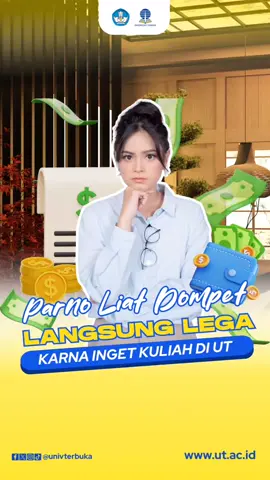 💸 Dompet mulai menipis tapi kamu tetap tenang? Wah, kamu pasti punya rahasia nih... atau jangan-jangan kamu kuliah di UT? 👀   Soalnya cuma mahasiswa UT yang tahu rasanya lega banget waktu ngitung pengeluaran bulanan.   Nggak ada biaya gedung, ongkos bolak-balik, outfit kuliah tiap minggu, apalagi biaya ngekos. 🏠🚗👕   Kuliah tetap jalan, dompet tetap aman, mimpi tetap dikejar. ✨   Karena di UT, semua bisa kuliah tanpa harus khawatir soal biaya.   Belajar fleksibel, biaya terjangkau, dan kualitas terjamin... bisa banget dong kalau kuliahnya di UT 💙   Daftar sekarang di 👉https://admisi-sia.ut.ac.id ‎------- Semua Bisa Kuliah di Kampus Negeri📚👨🏻🎓🧑🏻🎓✨ Fleksibel Kuliahnya✨, Murah Biayanya, Terjamin Kualitasnya🤩, Terakreditasi A oleh BAN-PT🌟, Tanpa Uang Gedung💵, Tanpa Tes Masuk📝, Tanpa DO🙅🏻 www.ut.ac.id 📝🧑🏻💻Pendaftaran di admisi-sia.ut.ac.id Daaan...Informasi ini jangan berhenti di kamu. Ayo share informasi ini ke seluruh Indonesia yaa.. 😊✈🇮🇩 #UniversitasTerbuka #KuliahJarakJauh #KuliahOnline #KampusNegeri #KampusBerdampak