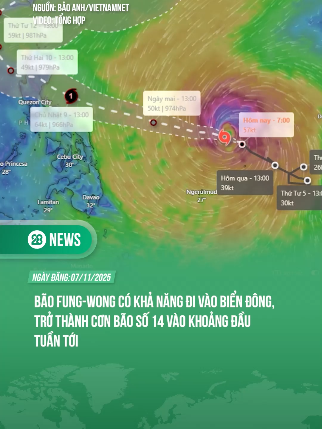 Bão Fung-wong có khả năng đi vào Biển Đông, trở thành cơn bão số 14 vào khoảng đầu tuần tới #tiktoknew #theanh28 #theanh28news