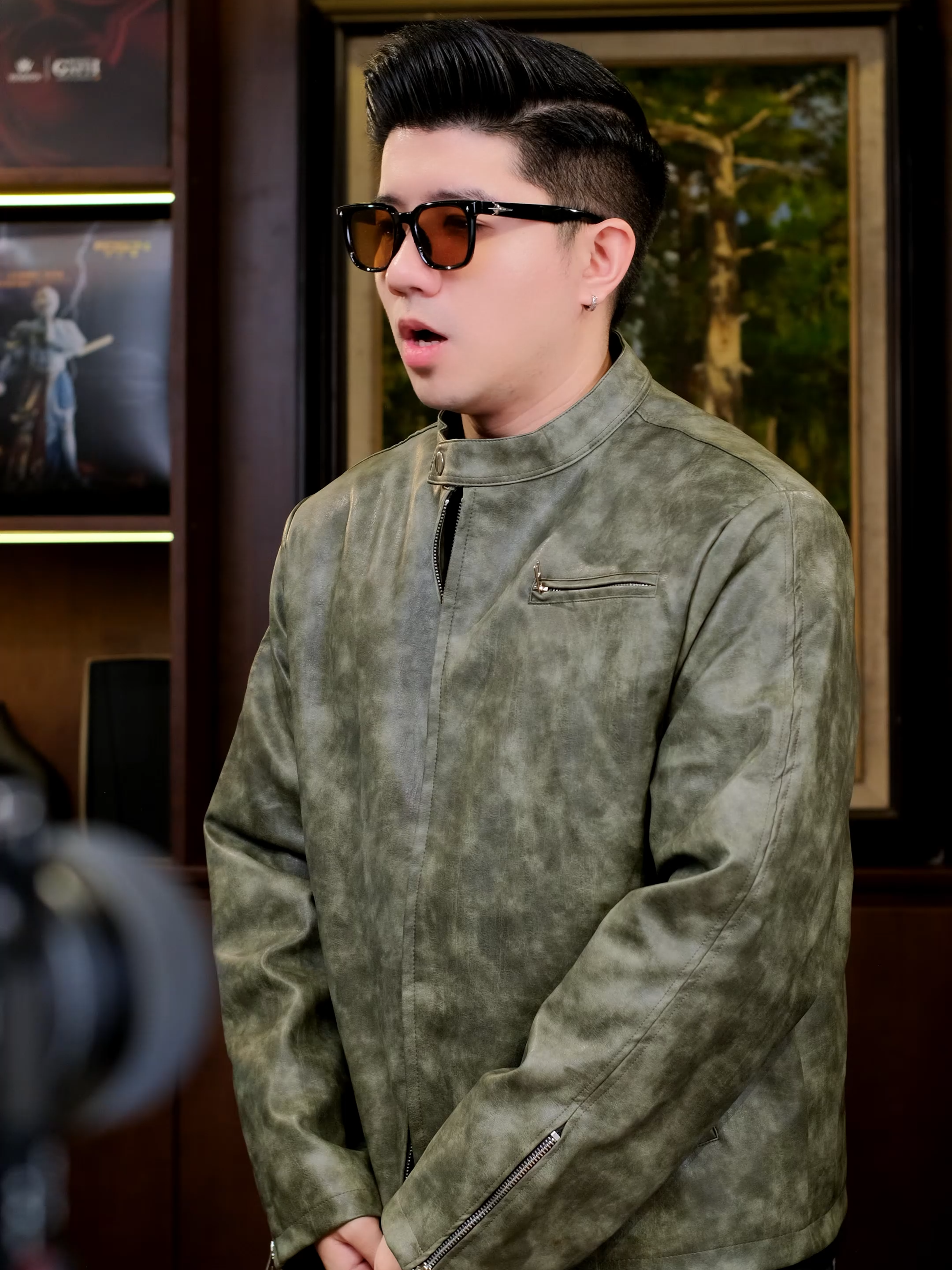 Áo khoác da loang chất liệu nhập QC #minhcuan #thoitrangnam #xuhuong #aokhoac #aobomber #aoda #aovarsity