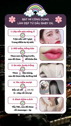 Bật mí công dụng làm đẹp từ dầu baby oil #lamdepkhongkho #lamdepmoingay #skincare #chiasekinhnghiem #ngoctramcosmetics 