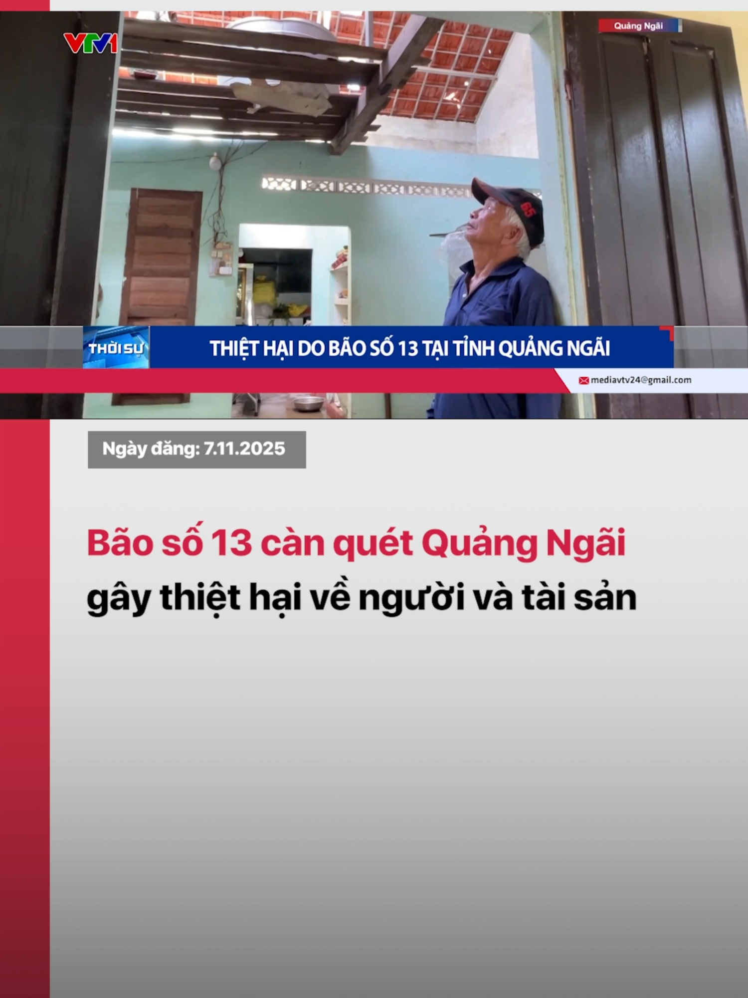 Sau khi bão số 13 quét qua, Quảng Ngãi ghi nhận 3 người mất tích, hơn 60 ngôi nhà bị hư hỏng, nhiều tuyến đường bị sạt lở, chia cắt. #tiktoknews #vtvdigital #vtv24 #baoso13 #kalmaegi #quangngai