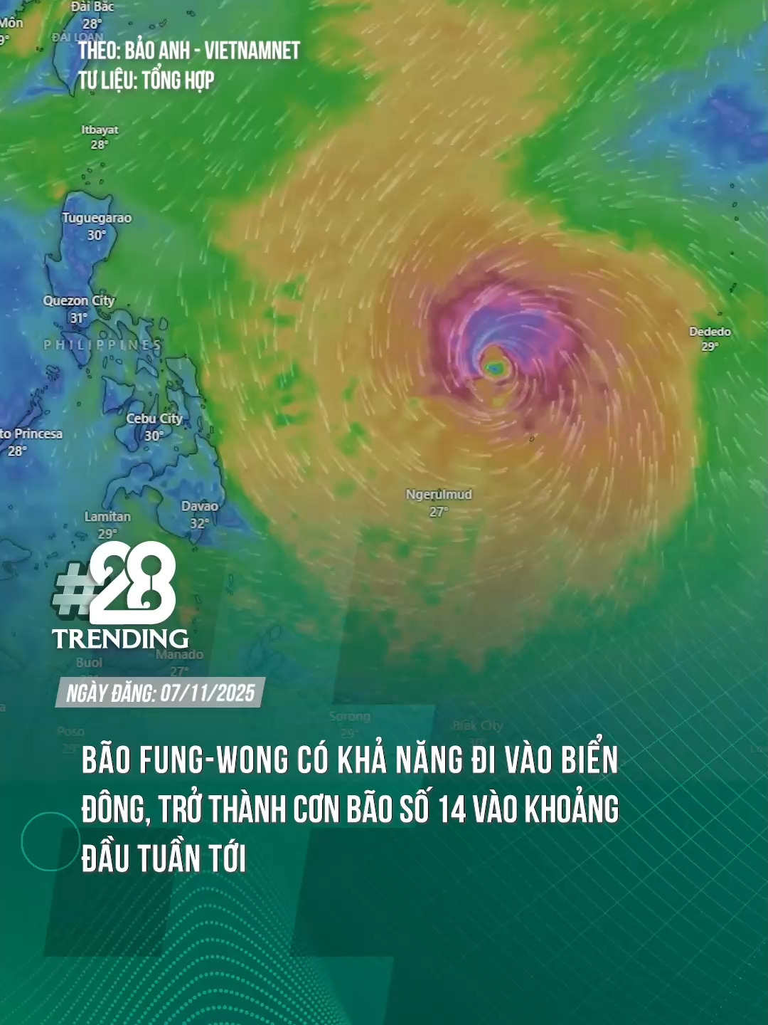 BÃO FUNG-WONG CÓ KHẢ NĂNG ĐI VÀO BIỂN ĐÔNG, TRỞ THÀNH CƠN BÃO SỐ 14 VÀO ĐẦU TUẦN TỚI #theanh28 #theanh28trending #tiktoknew #tiktokgiaitri #fungwong
