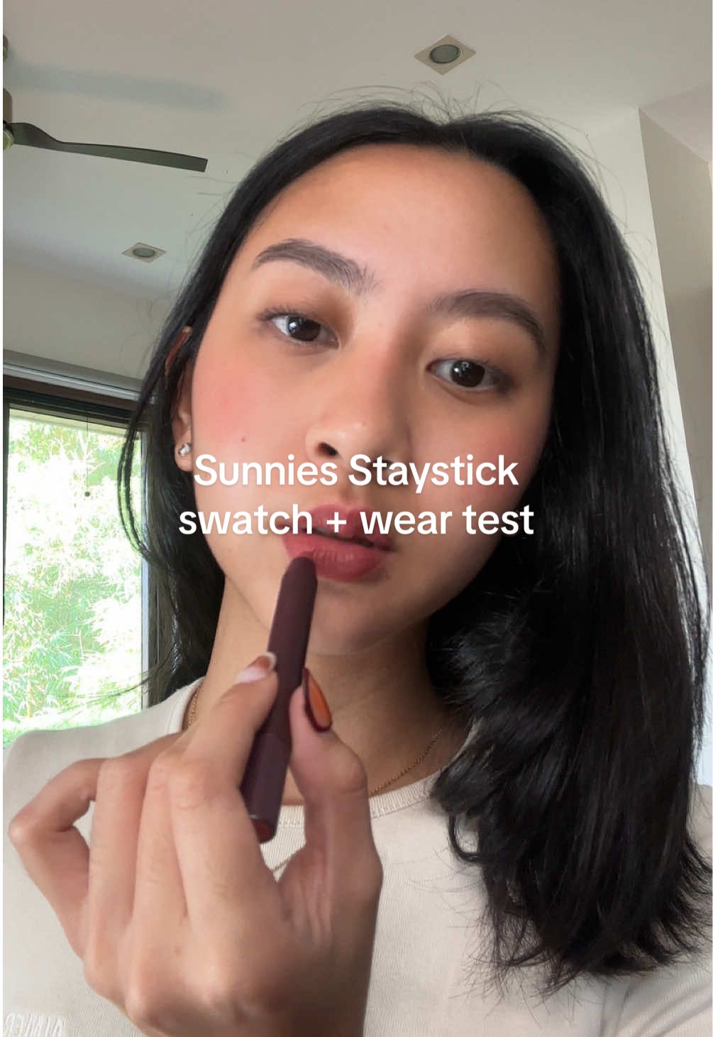 swatches + wear test of the new Staystick from @Sunnies Face 🫦 shades: linger, tulle, dame #makeup #sunniesface 