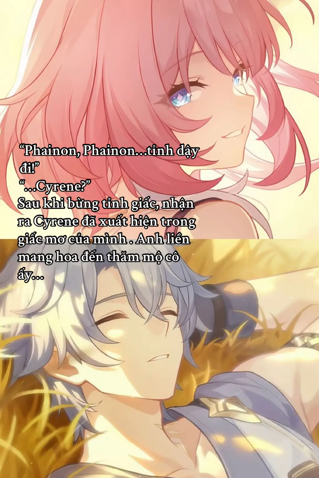 Khoảnh khắc Philia093 gieo quả thành công, cô đã hoàn toàn tan biến. Cyrene bây giờ được nuôi dưỡng bởi nhiều kí ức( là Vô Lậu Tịnh Tử), và có gắn bó rất đặc biệt với nhà khai phá.  Tuy Cyrene đã “nhìn lại” quá khứ để gieo lại nhân quả, nhưng tôi vẫn cảm thấy Philia093 chỉ là 1 mảnh ghép kí ức của cô ấy, chứ không phải cả con người của cô ấy hiện giờ. Nên tôi vẫn cảm thấy đó là hai người khác nhau…#cyrene#phairene#HonkaiStarRail 