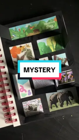 For the prompt “mystery” I wanted to add a hidden element on my sketchbook page. The inspiration behind this is finding light and joy even when things feel dark.  I included images, stickers, cut outs, and more of things that light me up: nature, seeing animals, trees, playing with stickers, snail mail, travel and photography, and memories of my dog Valentine 🖤 If you’re interested in getting 4 weeks of sketchbook prompts for free, head to my bio and sign up for the Sketchbook Unslump! You’ll get access to all the prompts and can work through them week by week or on whatever time frame that works for you! #sketchbookpage #sketchbook #artprocess 