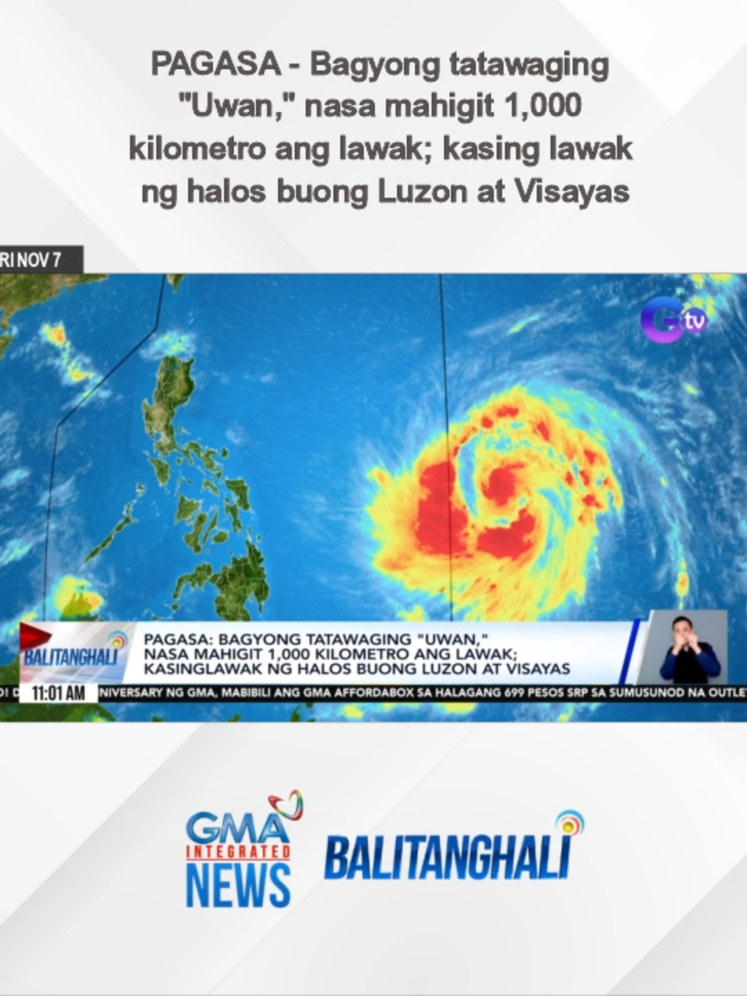 ICYMI: Ayon sa PAGASA, nasa mahigit 1,000 kilometro ang lawak ng bagyong tatawaging 
