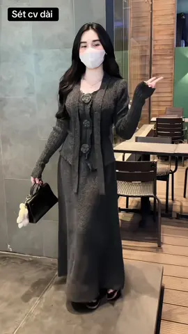 Sét áo tay dài cổ V phối chân váy nữ #setdonu #setnuxinh #phoidodep #thoitrangnu #xuhuongtiktok 