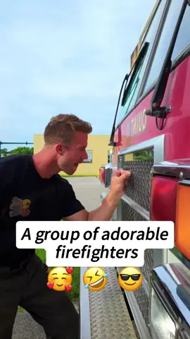 A group of adorable firefighters 🚒 🥰#fyp #foryourpage #cute #firefighter #funny 
