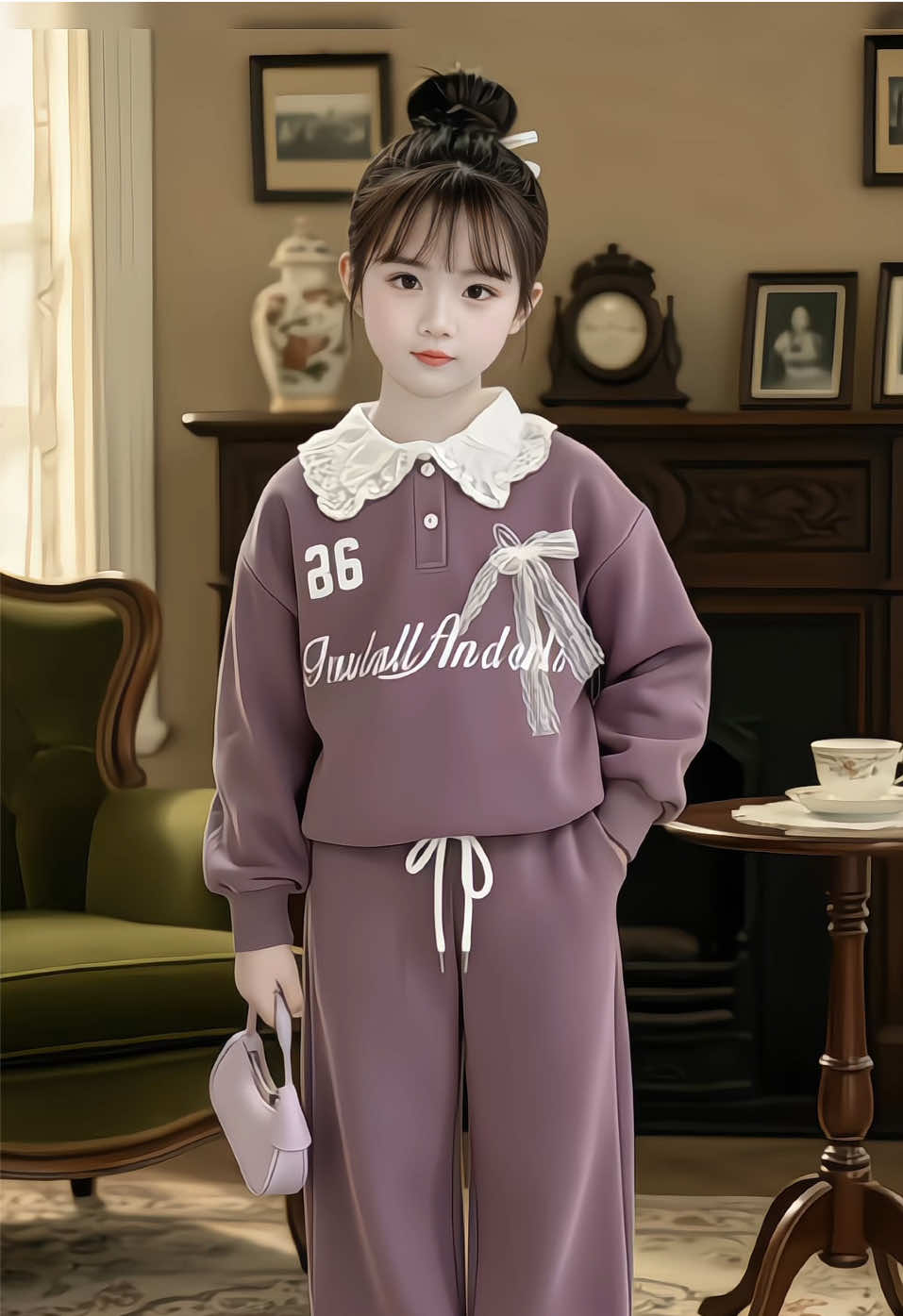 Set bộ nỉ 2 da cổ ren đính nơ phối quần suông phong cách tiểu thư cá tính, bé đi học đi chơi đủ size 8–35kg (<1m4)#thoitrangtreem #bodaitaychobegai #setthudongxinh #bodaitaychobe #bothudongchobe 