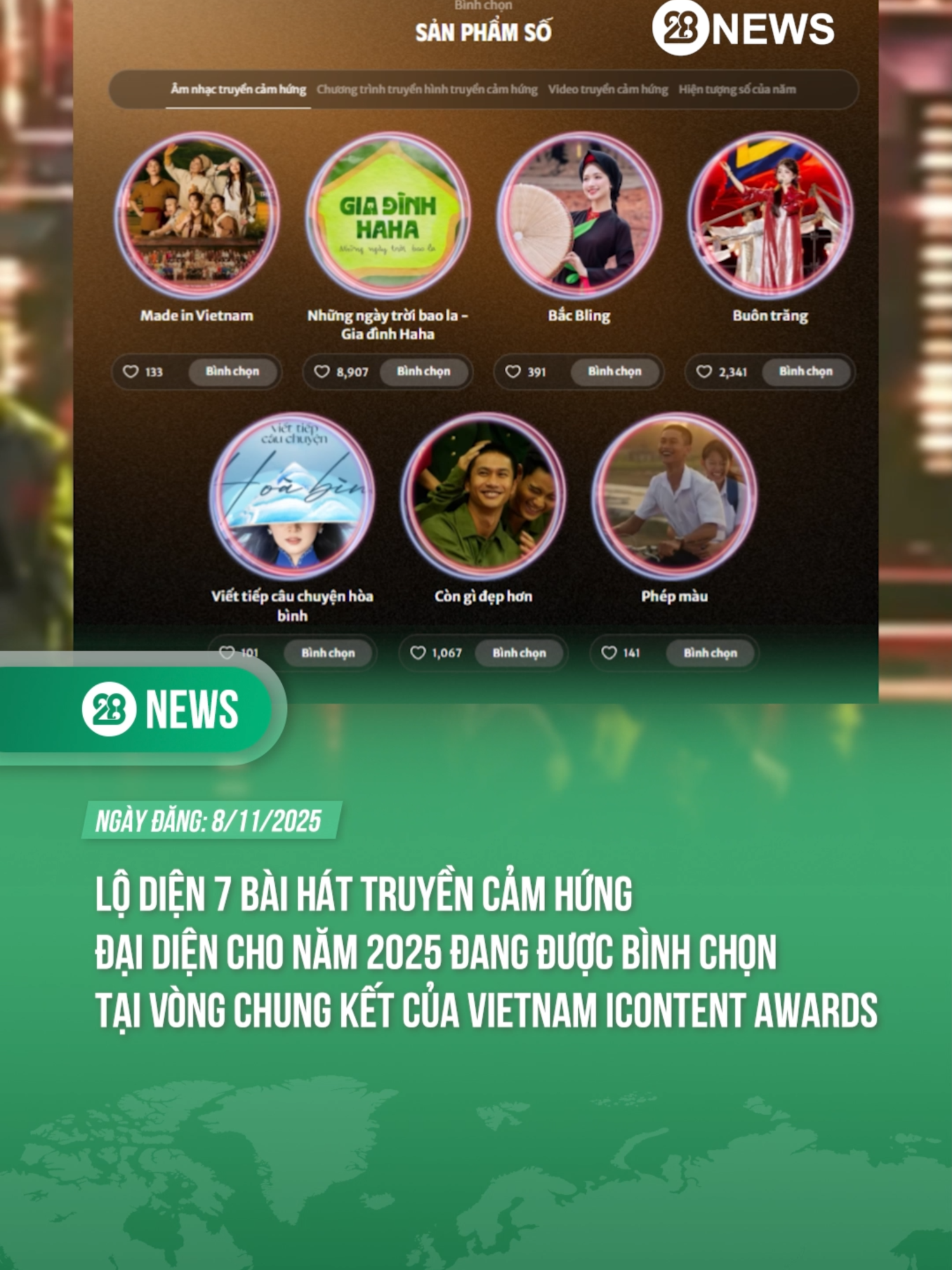 CÁC BẠN BÌNH CHỌN CHO CA KHÚC NÀO #theanh28news #theanh28 #tiktoknews #VietnamiContentAward