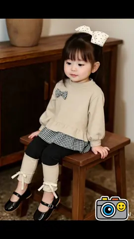 Từ chiếc nơ chấm bi to đùng trên đầu, đến chiếc áo nhún bèo, rồi chiếc quần buộc nơ ở gối... Chi tiết nào cũng làm tim Mẹ 