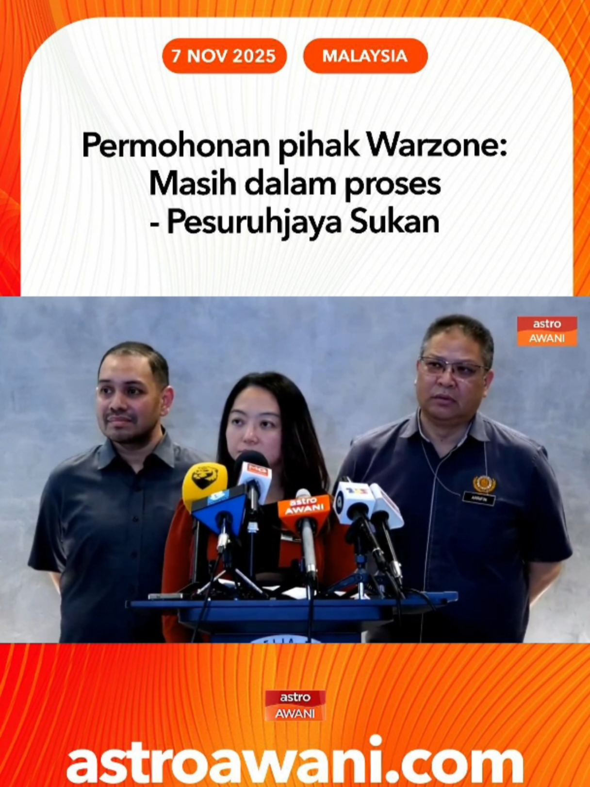 Pihak media bertanya tentang permohonan yang dibuat oleh pihak Warzone World Championship setelah tular video di media sosial. #AWANInews
