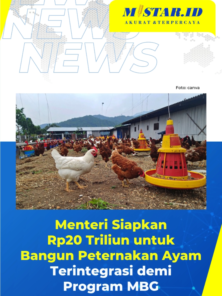 MISTAR.ID Menteri Siapkan Rp 20 Triliun untuk Bangun Peternakan Ayam Terintegrasi demi Program MBG Selengkapnya: https://mistar.id/news/ekonomi/menteri-siapkan-rp-20-triliun-untuk-bangun-peternakan-ayam-terintegrasi-demi-program-mbg #peternakan #pertanian #perikanan #anggaran #program 