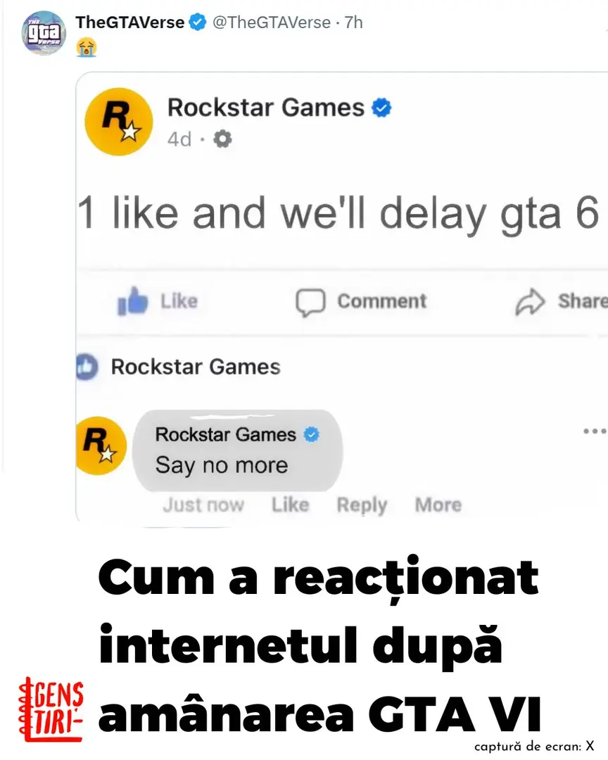 Pentru a doua oară la rând, compania RockStar Games a anunțat că amână lansarea GTA VI. Asta se întâmplă la scurt timp după ce compania mamă a dat afară aproximativ 30 de angajați. Află mai multe despre cum au reacționat fanii și alte branduri din știrea de mai sus. #Genștiri #tineri #știri
