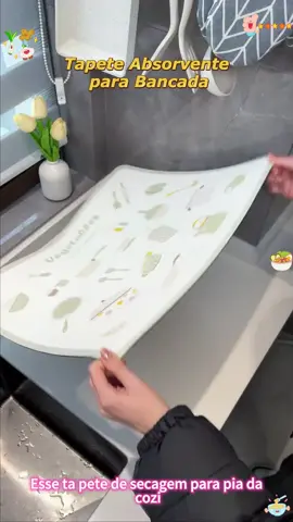 Cansado da pia sempre molhada? Experimente nosso tapete de secagem. Compre agora com desconto! #tiktokshop #fyp 