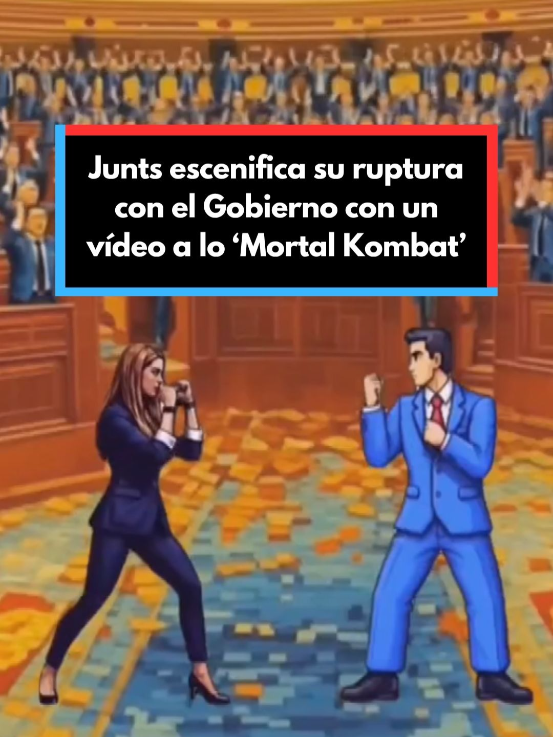 🔶 Junts da por terminada su colaboración con Moncloa y lo escinifica así. Con un clásico de los videojuegos, el 'Mortal Kombat'. En el Congreso de los Diputados Miriam Nogueras y Pedro Sánchez combaten cuerpo a cuerpo. #junts #gobierno #cataluña #mortalkombat #noticias #actualidad