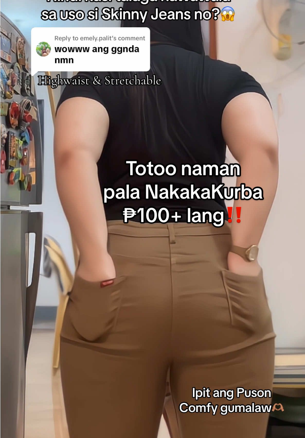 Replying to @emely.palit For Women Maong Jeans. Plus size recommendation Pants. Fitted. Stretchable. Highwaist. For Men #Outfitcheck #widelegpantsoutfit #skinnyjeanswoman 