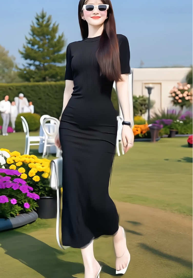 Đầm body tay lửng dáng dài tôn dáng có xẻ sau ạ #dambodynu #dambodyxinh #dambodydai #damxinh #xuhuong 